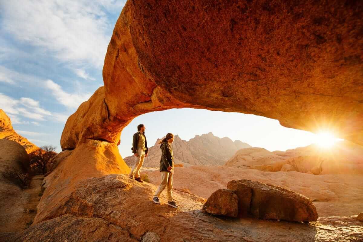 The rock arch at Spitzkoppe in Namibia at sunset