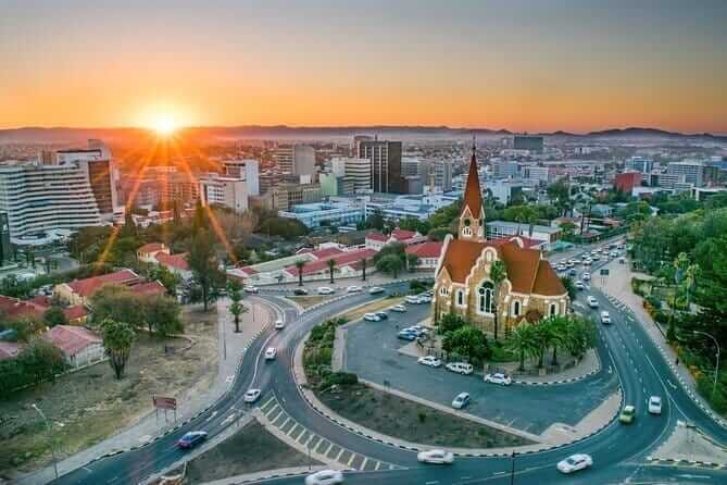 Windhoek city centre at sunrise