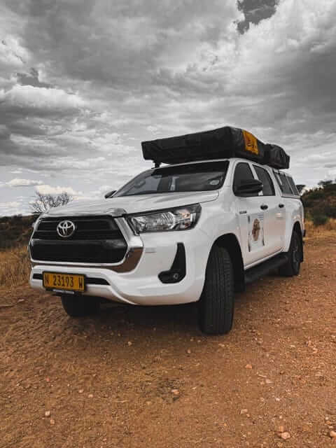 A 4x4 hire vehicle set up for a Namibian self-drive