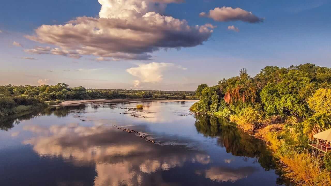 Wetland scenery in northern Namibia, where malaria risk is year-round unlike the desert circuit
