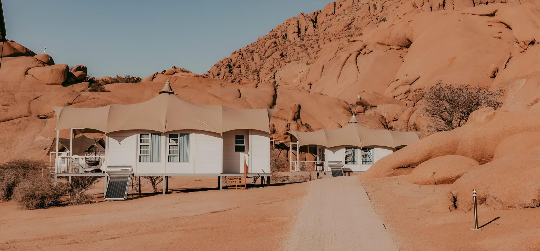 Lodge at Spitzkoppe in Namibia, illustrating how accommodation tier drives safari cost