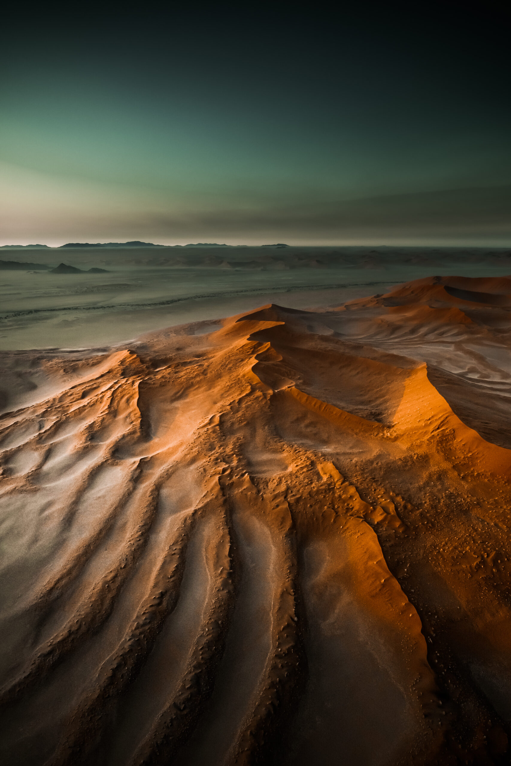 Dramatic shadows cast by the setting sun